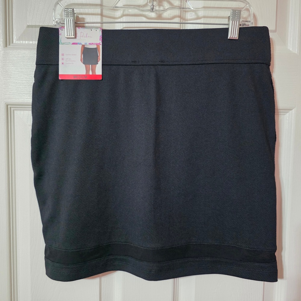Stella Parker Women Medium Skort Black Active Golf Tennis Mesh Trim UPF 50+ NWT